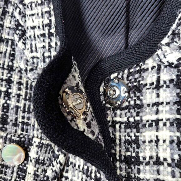 Marc Jacobs Womens Wool Cotton Tweed Jacket Mother of Pearl Snaps Pockets Size 0 - Picture 3 of 8